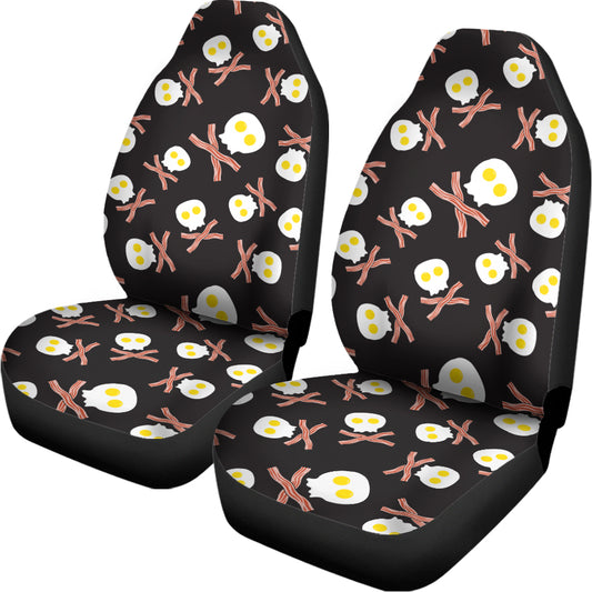 Skull Fried Egg And Bacon Pattern Print Universal Fit Car Seat Covers
