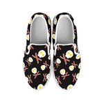 Skull Fried Egg And Bacon Pattern Print White Slip On Shoes