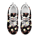 Skull Fried Egg And Bacon Pattern Print White Sneakers