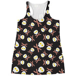 Skull Fried Egg And Bacon Pattern Print Women's Racerback Tank Top