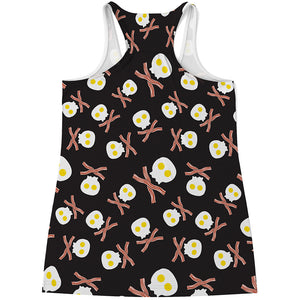 Skull Fried Egg And Bacon Pattern Print Women's Racerback Tank Top