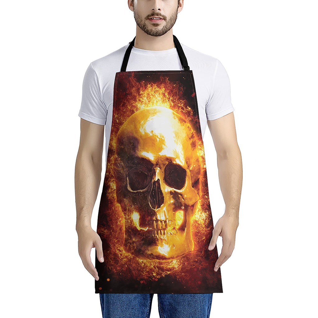 Skull In Flames Print Apron