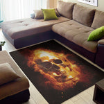 Skull In Flames Print Area Rug