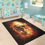 Skull In Flames Print Area Rug
