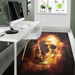 Skull In Flames Print Area Rug