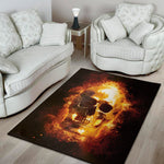Skull In Flames Print Area Rug