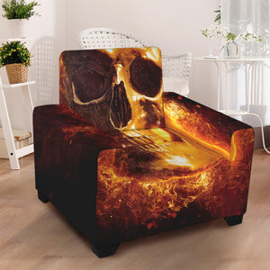 Skull In Flames Print Armchair Slipcover