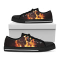 Skull In Flames Print Black Low Top Sneakers