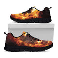 Skull In Flames Print Black Running Shoes