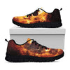 Skull In Flames Print Black Sneakers