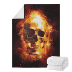 Skull In Flames Print Blanket
