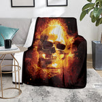 Skull In Flames Print Blanket