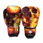 Skull In Flames Print Boxing Gloves