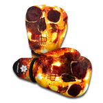 Skull In Flames Print Boxing Gloves