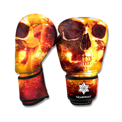 Skull In Flames Print Boxing Gloves