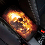 Skull In Flames Print Car Center Console Cover