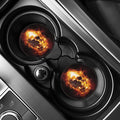 Skull In Flames Print Car Coasters