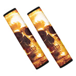 Skull In Flames Print Car Seat Belt Covers