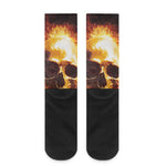 Skull In Flames Print Crew Socks