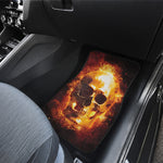 Skull In Flames Print Front and Back Car Floor Mats