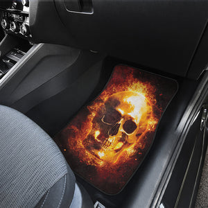 Skull In Flames Print Front Car Floor Mats