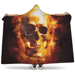 Skull In Flames Print Hooded Blanket