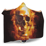 Skull In Flames Print Hooded Blanket