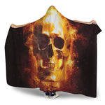 Skull In Flames Print Hooded Blanket