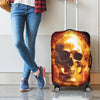 Skull In Flames Print Luggage Cover