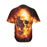 Skull In Flames Print Men's Baseball Jersey