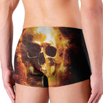 Skull In Flames Print Men's Boxer Briefs
