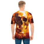 Skull In Flames Print Men's T-Shirt