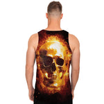 Skull In Flames Print Men's Tank Top