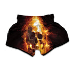 Skull In Flames Print Muay Thai Boxing Shorts
