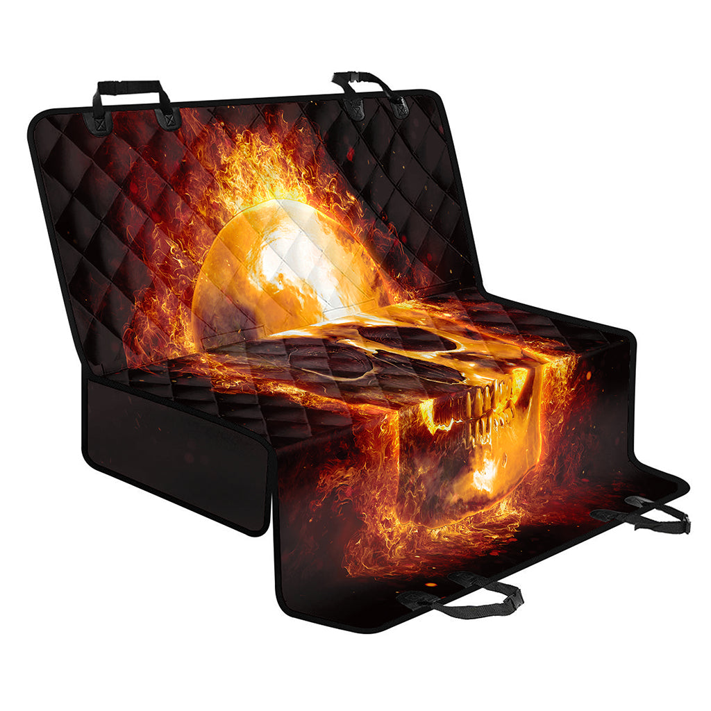 Skull In Flames Print Pet Car Back Seat Cover
