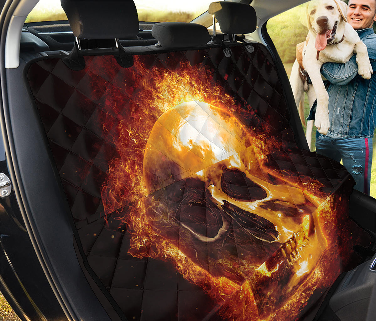 Skull In Flames Print Pet Car Back Seat Cover
