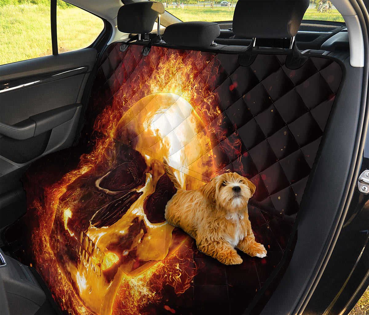 Skull In Flames Print Pet Car Back Seat Cover