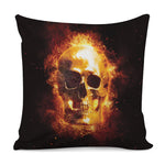 Skull In Flames Print Pillow Cover