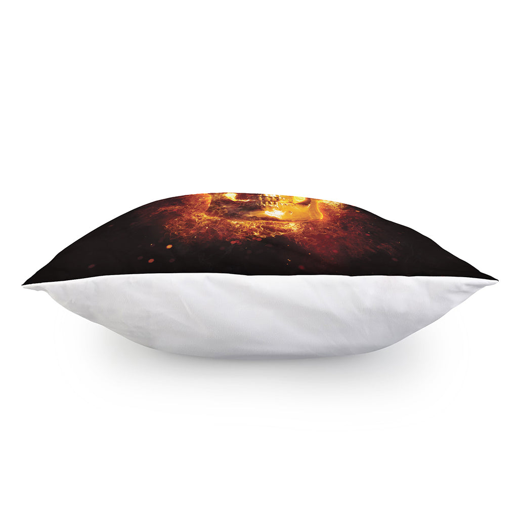 Skull In Flames Print Pillow Cover