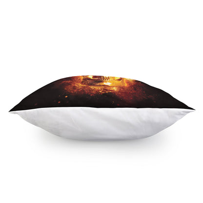 Skull In Flames Print Pillow Cover