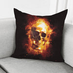Skull In Flames Print Pillow Cover