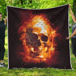 Skull In Flames Print Quilt