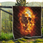 Skull In Flames Print Quilt