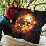 Skull In Flames Print Quilt