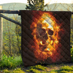 Skull In Flames Print Quilt