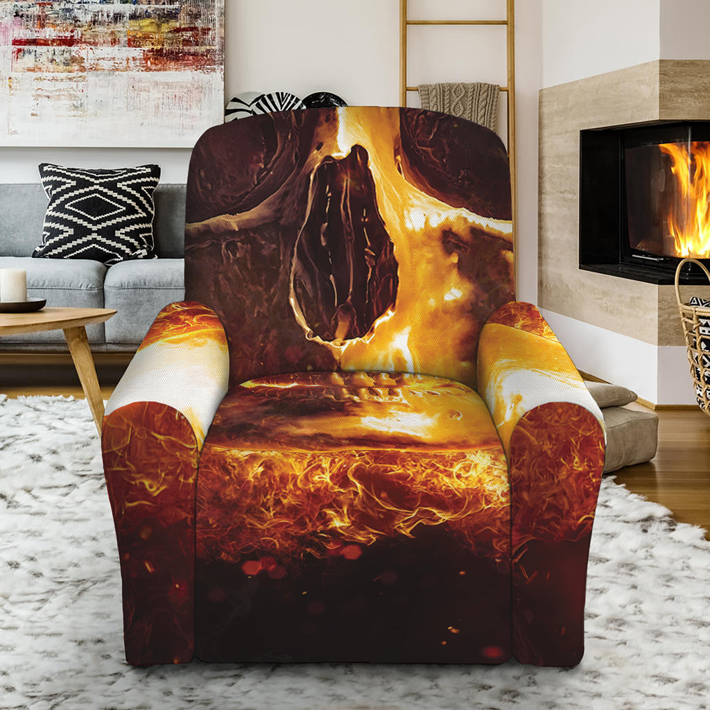 Skull In Flames Print Recliner Slipcover