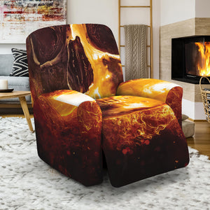 Skull In Flames Print Recliner Slipcover