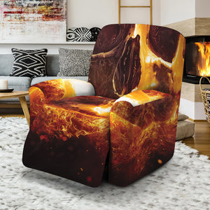 Skull In Flames Print Recliner Slipcover