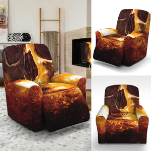 Skull In Flames Print Recliner Slipcover