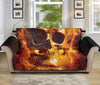 Skull In Flames Print Sofa Protector